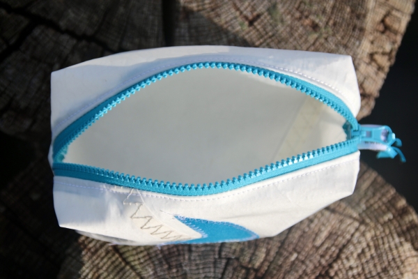 Segeltuch Kosmetiktasche eckig mit Boot türkis